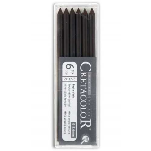 Набор стержней для цангового карандаша Cretacolor 6 шт 5,6 мм, сепия темная CRETA-26332