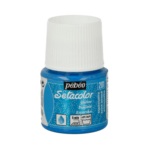 Краска для светлых тканей, с микро-глиттером Pebeo "Setacolor" 45 мл, аквамарин PEB-329201