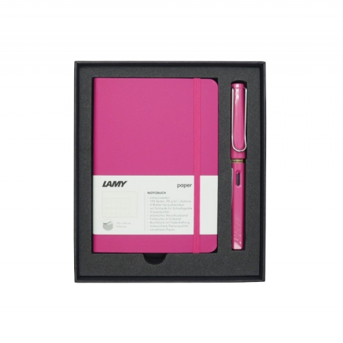 Набор ручка перьевая LAMY Safari, Розовый+Записная книжка, мягкий переплет, А5, розовый Lamy-4000097/4034279