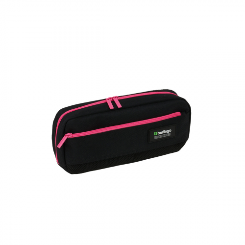 Пенал мягкий 1 отделение, 1 карман Berlingo "Black and pink" 215*95*44 мм,, полиэстер, внутр. органа Brg-PM09120
