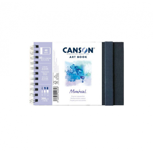 Скетчбук для акварели на спирали Canson A5 24 л 300 г, бумага Montval CN-31200L003