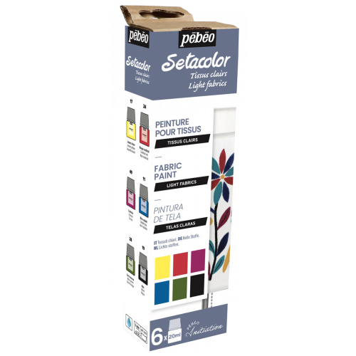 Набор красок для светлых тканей Pebeo Setacolor Light Fabrics "Открытие" 6 цв* 20 мл PEB-756482