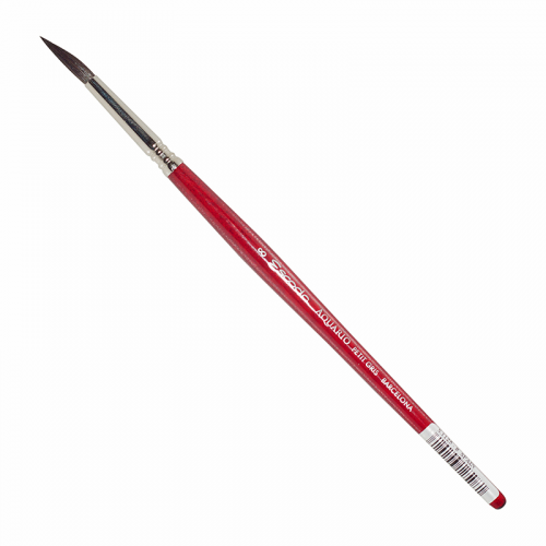 Кисть белка №8 круглая Escoda "Aquario 1125" короткая ручка красная Esc-1125-8