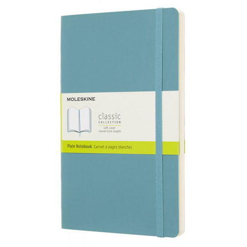 Записная книжка нелинованная Moleskine "Classic Sof" Large, 130х210 мм 192 стр, обложка голубая MOL-1056565