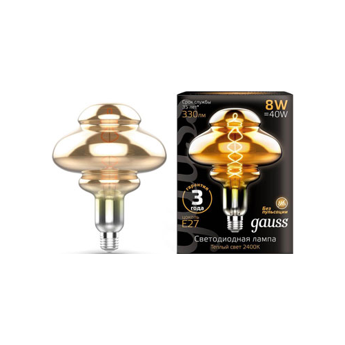Лампа GAUSS Led Vintage Filament Flexible BD160 8W 330lm E27 160*210mm Gray 2400K