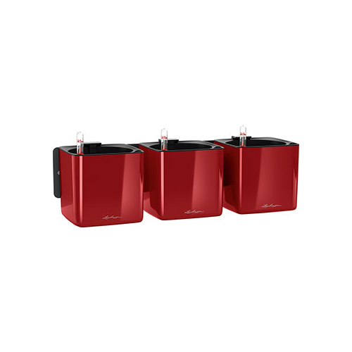 Комплект подвесных/настольных кашпо с автополивом Lechuza GREEN WALL Home Kit Glossy пластик ярко-красный Ш14 В14 Д48 см 13525