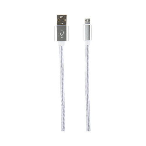 Кабель Red Line USB-micro USB (2 метра) нейлоновая оплетка серебристый