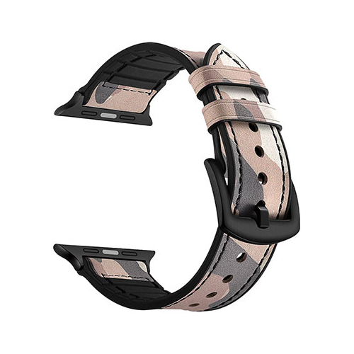 Комбинированный ремешок Lyambda кожа/силикон для Apple Watch 42/44 mm ANTARES LWA-09-44-CP Сamel-pink
