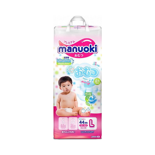Подгузники Manuoki Ultrathin L 12 кг 44 шт JPM 007