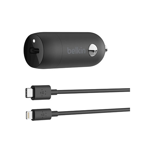Автомобильное зарядное устройство Belkin 18 Вт USB-C PD c кабелем USB-C-Lightning (F7U099bt04-BLK)