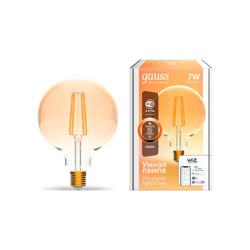 Светодиодная лампа GAUSS филаментная Smart Home DIM E27 G95 Golden 7 Вт
