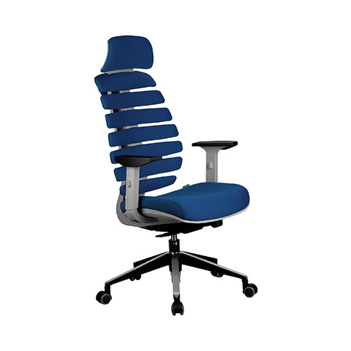 Кресло Riva Chair Shark Серый пластик/Синяя ткань (26-21)