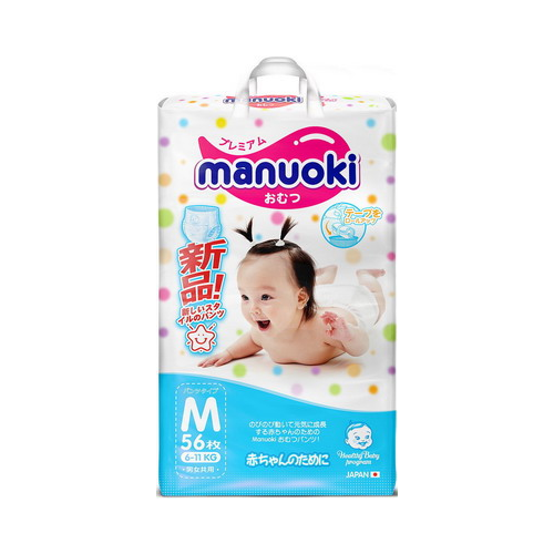 Трусики-подгузники Manuoki M 6-11 кг 56 шт JPM 001