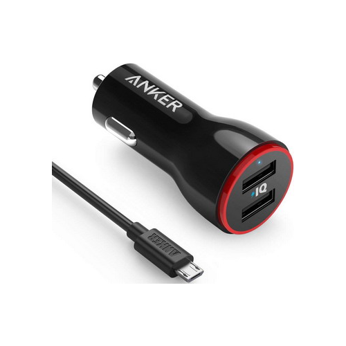Автомобильное зарядное устройство+универсальный DATA кабель ANKER PowerDrive 2 + 1 micro-B 90 см. черный