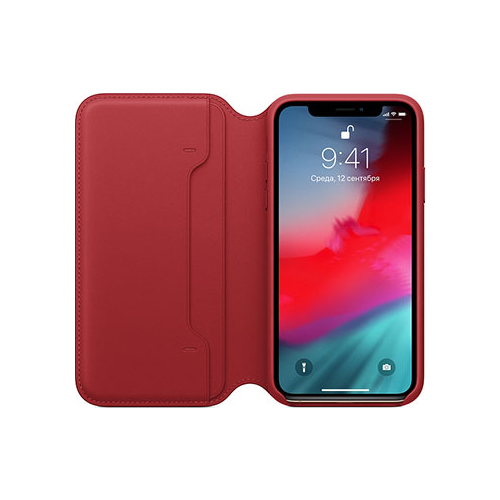 Кожаный чехол Apple iPhone XS Leather Folio - (PRODUCT) RED MRWX2ZM/A
