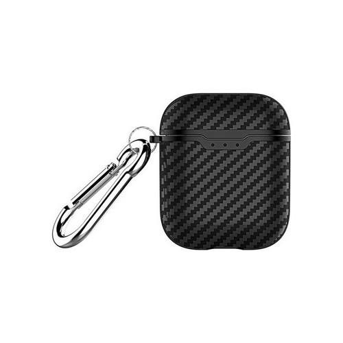 Чехол для наушников Eva для Apple AirPods 1/2 с карабином - Чёрный (CBAP27B)
