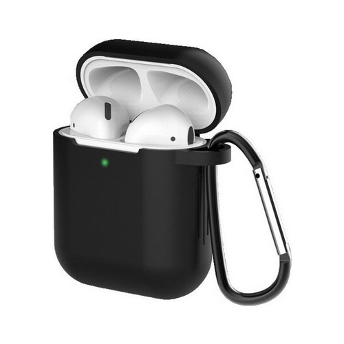 Чехол для наушников Eva для Apple AirPods 1/2 с карабином - Черный (CBAP40B)