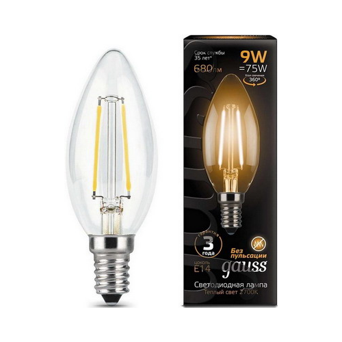 Лампа GAUSS Filament Свеча E 14 9W 2700 K 103801109