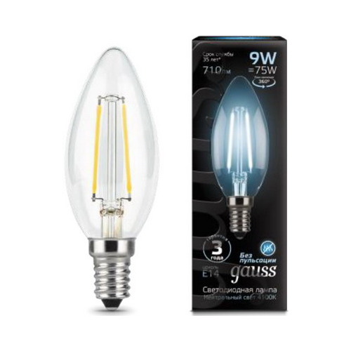 Лампа GAUSS Filament Свеча E 14 9W 4100 K 103801209