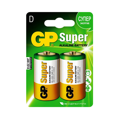 Батарейка GP Super Alkaline 13 A LR 20 D (2шт)