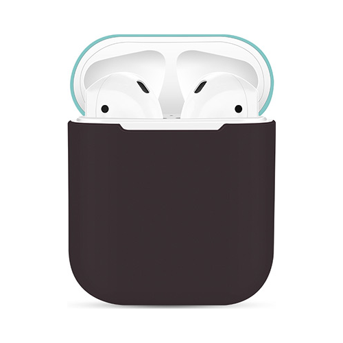 Чехол силиконовый Eva для наушников Apple AirPods 1/2 - Коричневый/Бирюзовый (CBAP03BRTQ)