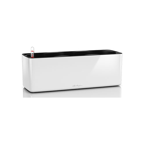 Настольное кашпо с автополивом Lechuza CUBE Glossy Triple пластик белое Ш14 Д14 В40 см 13670