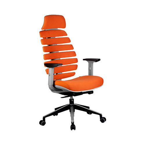 Кресло Riva Chair Shark Серый пластик/Оранжевая ткань (26-29)