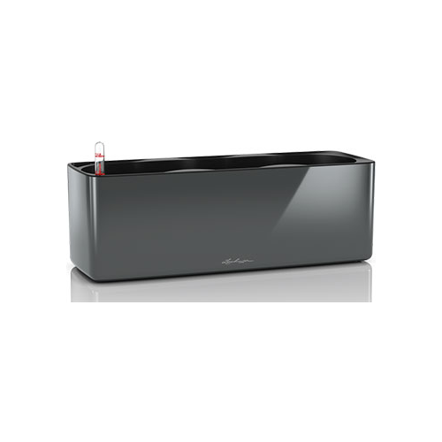 Настольное кашпо с автополивом Lechuza CUBE Glossy Triple пластик антрацитовое Ш14 Д14 В40 см 13671