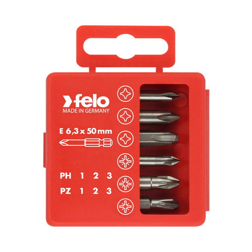 Набор бит Felo PZ1-3 и PH1-3 50 мм в упаковке 6 шт 03291516