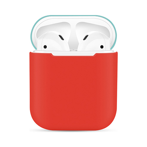 Чехол силиконовый Eva для наушников Apple AirPods 1/2 - Красный/Бирюзовый (CBAP03RTQ)