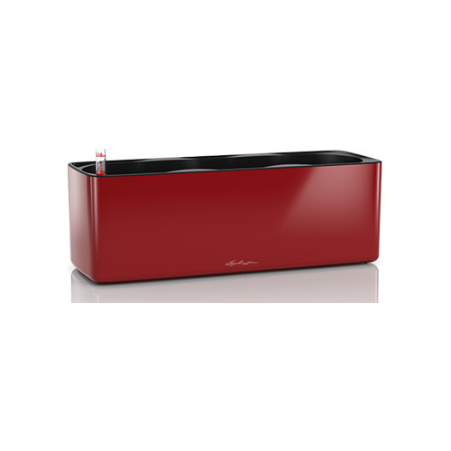 Настольное кашпо с автополивом Lechuza CUBE Glossy Triple пластик ярко-красное Ш14 Д14 В40 см 13672