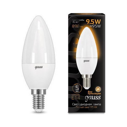 Лампа GAUSS LED Candle E 14 9.5W 3000 K 103101110