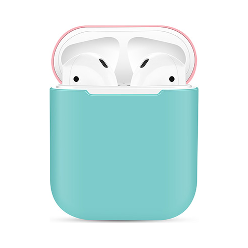 Чехол силиконовый Eva для наушников Apple AirPods 1/2 - Бирюзовый/Розовый (CBAP03TQP)