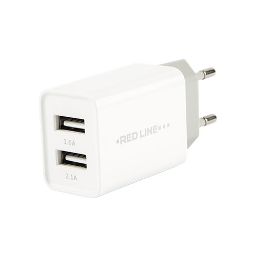 Сетевое зарядное устройство + универсальный DATA кабель Red Line 2 USB (модель Z2) 2.1A Fast Charger белый