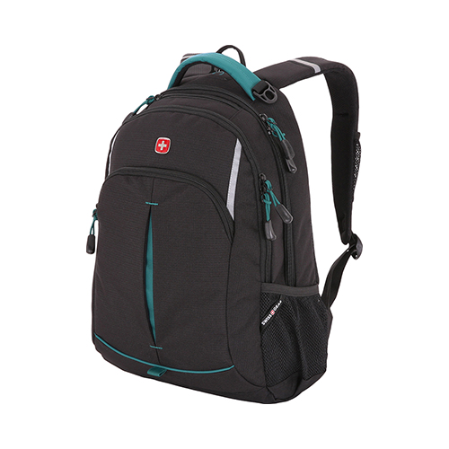 Рюкзак Swissgear черный/бирюзовый фьюжн/2 мм рипстоп 32x15x46 см 22 л SA3165206408