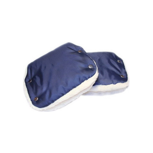 Муфта для рук Еду-Еду раздельная на коляску плащевая ткань натуральный мех синтепон зима темно-синий
