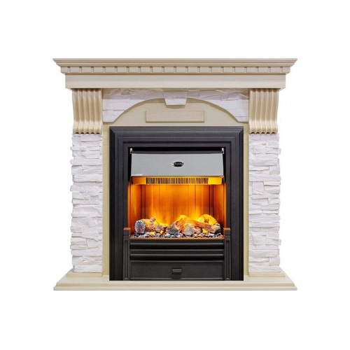 Каминокомплект Dimplex Dublin арочный сланец крем с очагом Brookline Black (слоновая кость) 1174909933