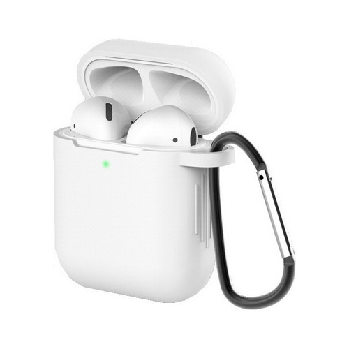 Чехол для наушников Eva для Apple AirPods 1/2 с карабином - Прозрачный (CBAP40TR)