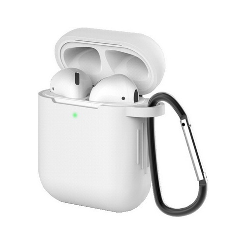 Чехол для наушников Eva для Apple AirPods 1/2 с карабином - Белый (CBAP40W)