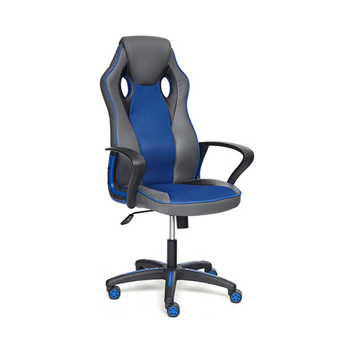 Кресло Tetchair RACER кож/зам/ткань металлик/синий 36/10 13231