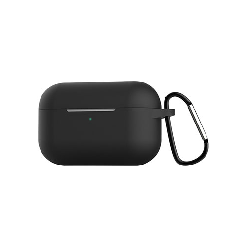 Чехол силиконовый Eva для наушников Apple AirPods Pro с карабином - черный (CBAP302B)