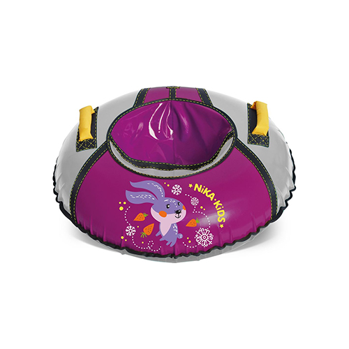 Тюбинг Nika Kids ТБ1КР 950 ''Зайка с морковкой'' Баклажан/серый