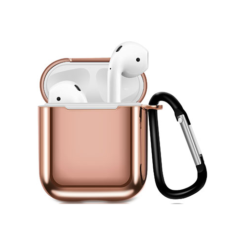 Чехол для наушников Eva Apple AirPods 1/2 с карабином - Розовый (CBAP07P)