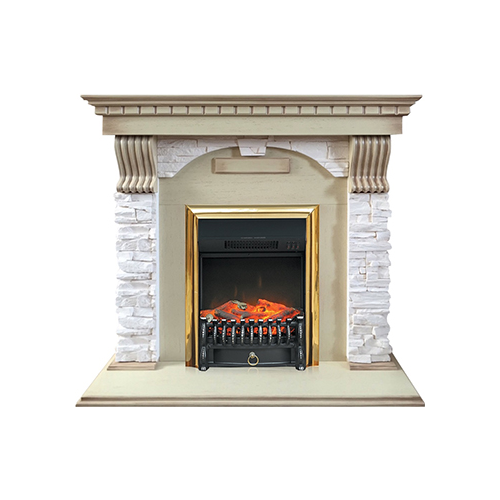 Каминокомплект Royal Flame Dublin арочный сланец крем с очагом Fobos BR (слоновая кость)