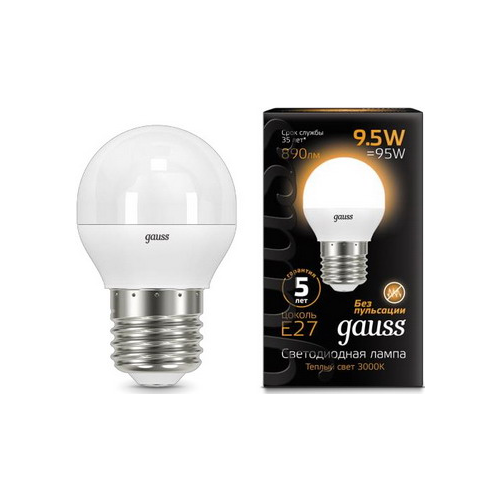 Лампа GAUSS LED Globe E 27 9.5W 3000 K 105102110