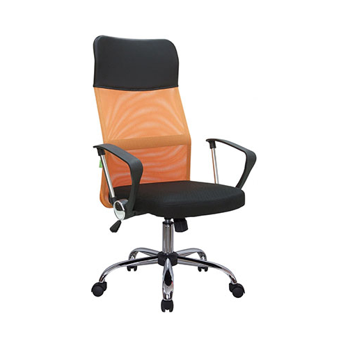 Кресло Riva Chair 8074 Чёрная ткань/Оранжевая сетка (DW-05)