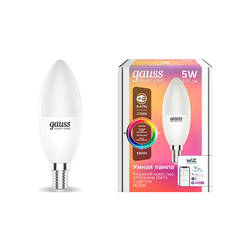 Светодиодная лампа GAUSS Smart Home RGBW E14 C37 5 Вт 2700-6500K