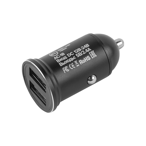 Автомобильное зарядное устройство Red Line Tech 2 USB (модель АС-18) 2.4А черный