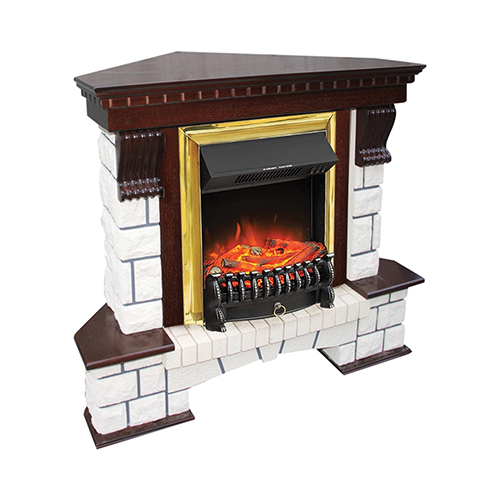 Каминокомплект Royal Flame Pierre Luxe угловой с очагом Fobos BR (темн. дуб)