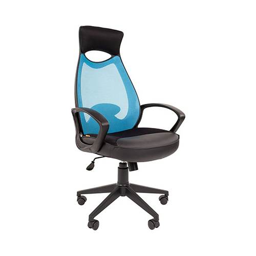 Кресло руководителя Chairman 840 черный пластик TW-34 голубой 00-07025296
